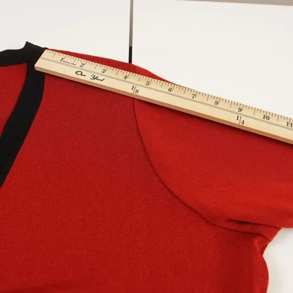 Misook Red Black Colorblock Striped Button Knit Jacket Womens Sz XL - Picture 5 of 7